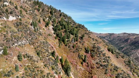 Aerial Mount Nebo mountain side autumn rocky 4K 3033 Stock Footage 219536696