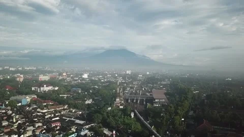 Aerial Mountain &amp;amp; Train Station Stock Footage 232020407