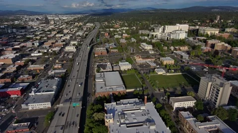 Aerial Mountain City Stock Footage 214463523