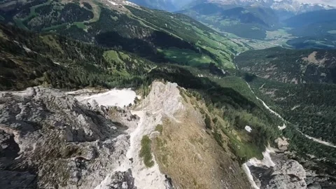 Aerial mountain dive, summer cloudy Stock Footage 221348681