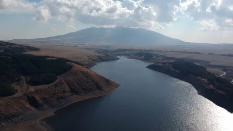 Aerial Mountain lake, Flying down Stock Footage 82045562