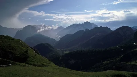 Aerial - Mountain landscape after the storm Stock Footage