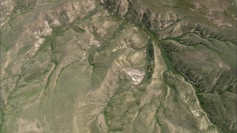 Aerial of mountain landscape, Looking Down On The Upper Missouri Break Stock Footage 109458481