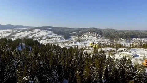 Aerial mountain landscape in winter Stock Footage 129421925
