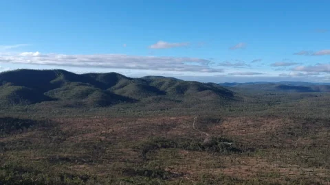 Aerial of Mountain Range and Dam in the Outback Video stock 147480233