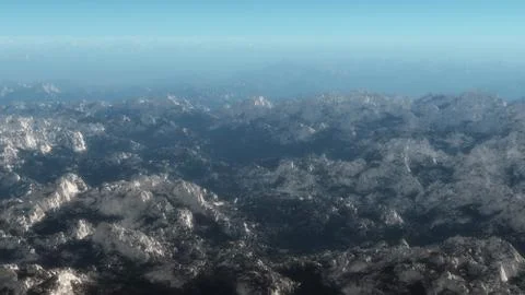 Aerial of mountain range covered with snow. Stock Illustration