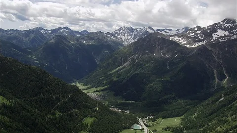 Aerial of mountain range, Simplon Valley Stock Footage 108609216