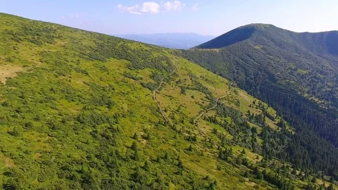 Aerial: Mountain range in Ukraine Stock Footage