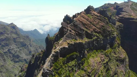 Aerial mountain ridge path Stock Footage 126454955