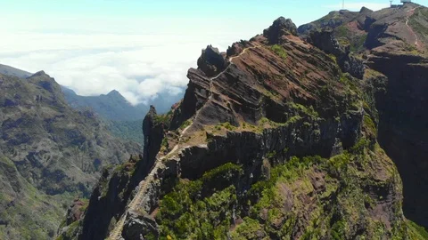 Aerial mountain ridge path Stock Footage 126454986