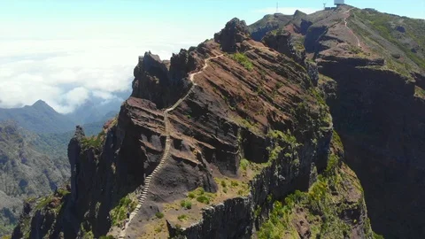 Aerial mountain ridge path Stock Footage 126456967