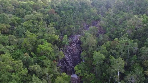 Aerial: Mountain River and Waterfall in Green Forest Vidéo 73920032