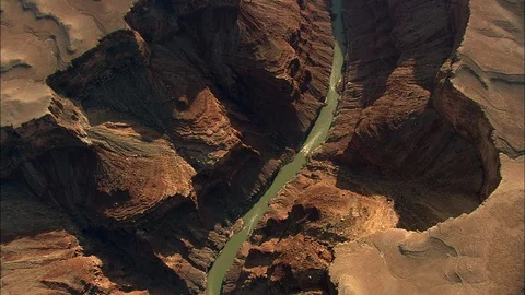 Aerial of mountain river flowing through rocky mountain valley, River running Stock Footage 109146929