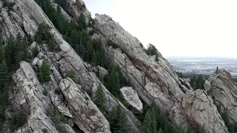 Aerial Mountain Side with Pine Trees in Boulder Colorado Stock Footage
