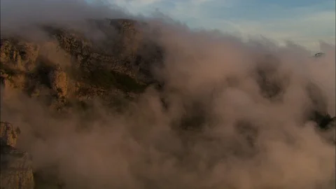 Aerial of mountain top covered with clouds, Amalfi Coast Stock Footage 108575010
