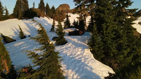 Aerial Mountain views during magic hour Stock Footage 134584988