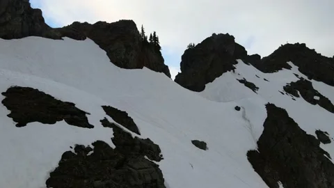 Aerial Mountain views during magic hour Stock Footage 134585169