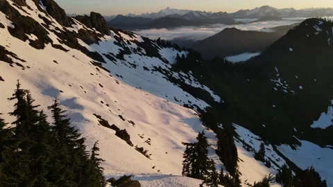 Aerial Mountain views during magic hour Stock Footage 134585179