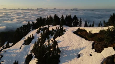 Aerial Mountain views during magic hour Stock Footage 134585431