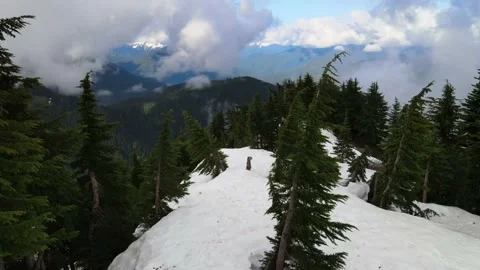 Aerial Mountain views during magic hour Stock Footage 134585734