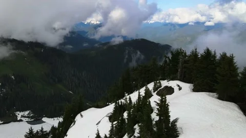 Aerial Mountain views during magic hour Stock Footage 134585906