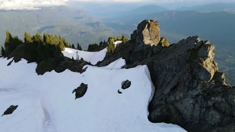 Aerial Mountain views during magic hour Video stock 134586011