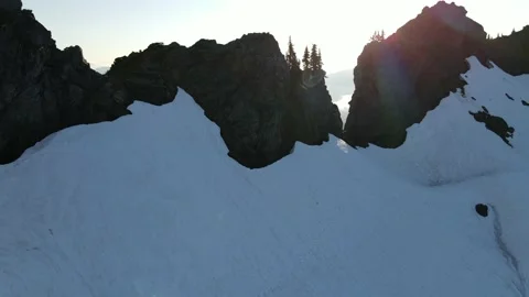 Aerial Mountain views during magic hour Stock Footage 134586070