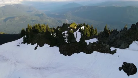 Aerial Mountain views during magic hour Stock Footage 134586107