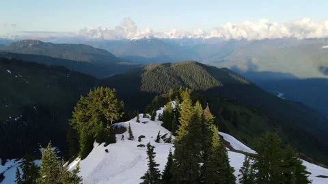 Aerial Mountain views during magic hour Stock Footage 134586203