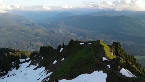 Aerial Mountain views during magic hour Stock Footage 134586210