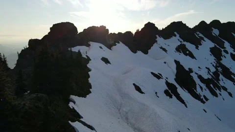 Aerial Mountain views during magic hour Video stock 134586458