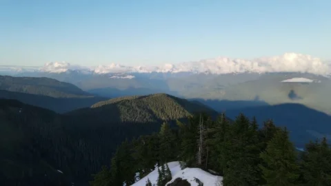 Aerial Mountain views during magic hour Stock Footage 134586473