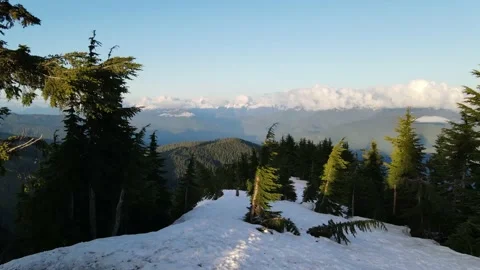 Aerial Mountain views during magic hour Stock Footage 134586492