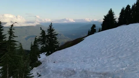Aerial Mountain views during magic hour Video stock 134586874