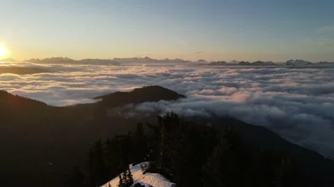 Aerial Mountain views during magic hour Video stock 134587003