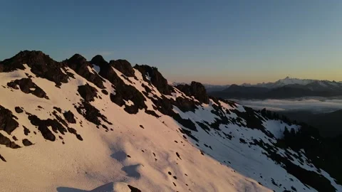 Aerial Mountain views during magic hour Video stock 134587169