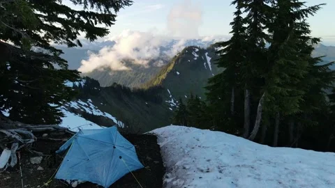 Aerial Mountain views during magic hour Video stock 134587173