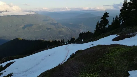 Aerial Mountain views during magic hour Video stock 134587223