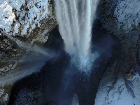 Aerial mountain waterfall Stock Footage 75602447