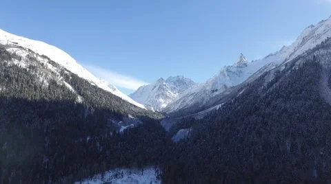 Aerial Mountain Winter Forest Stock Footage 62711141