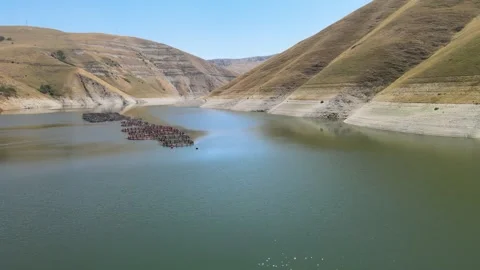 Aerial mountains lake Video stock 240762349