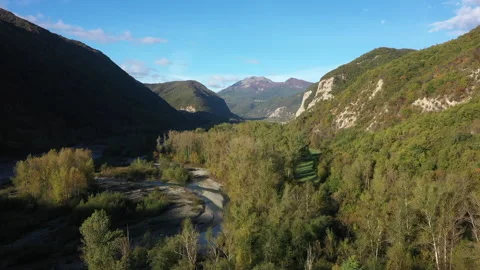 Aerial mountains river Stock Footage 148566997