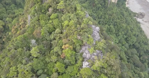 Aerial Mountaintop reverse Railay Video stock 80355785
