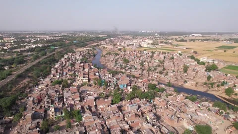 Aerial Moving Forward Over Large Slum In India Video stock 267437304