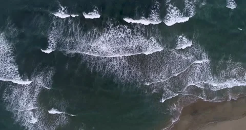 Aerial Moving left Drone view of stormy sea waves forming due to the wind Stock Footage 196818903