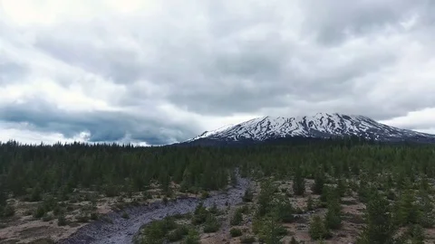 Aerial of Mt.Hood Stock Footage