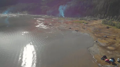 Aerial of mud flats by the beach Stock Footage 108475095