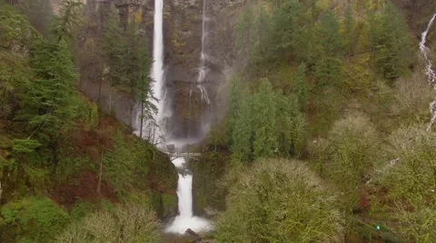 Aerial Multhomah Falls Oregon Stock Footage 59583653
