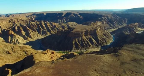 Aerial Namibia Fish River Canyon Stock Footage 76974625
