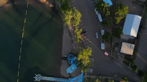 Aerial nature top down of remote desert area outside Santa Rosa New Mexico NM Video stock 321020764